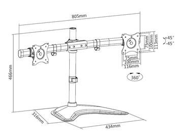 Multibrackets MB-3330 Turētājs pie galda uz 2 monitoram līdz 27