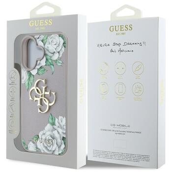 Case Guess Grained Roses Big 4G logo Защитный чехол для iPhone 16 / фиолетовый (GUHCP16SPGROP4MU)