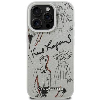 Karl Lagerfeld Grained Pattern & Logo MagSafe Case Защитный чехол для iPhone 16 Pro / серый (KLHMP16LPGGRMPKG)
