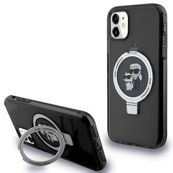 Karl Lagerfeld KLHMN61HMRSKCK Ring Stand Karl&Choupettte Ma Aizsargapvalks priekš iPhone 11/Xr 6.1