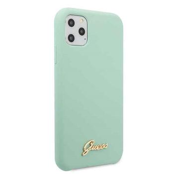 Guess GUHCN58LSLMGG Silicone Vintage Gold Logo Hard Case Aizsargapvalks priekš iPhone 11 Pro / zaļš (GUHCN58LSLMGG)