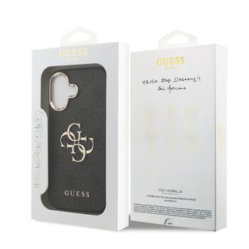 Guess PU Leather 4G Metal Logo Gold Frame Case Aizsargapvalks priekš iPhone 17 / melns (GUHCP17S4GMGCGR)