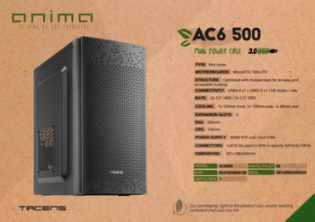 Anima AC6 500 Mini-Tower Компьютерный корпус mATX / 500W / Чёрный (AC6500)