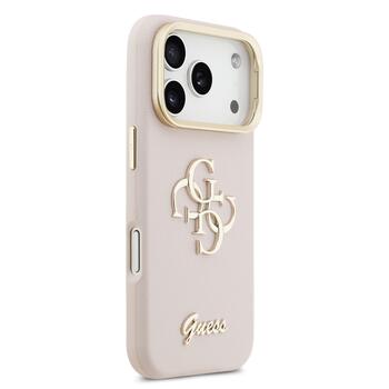Guess PU Grained 4G Logo Stand Camera Frame Case Aizsargapvalks priekš iPhone 17 Pro / rozā (GUHCP17LPCS4GSP)
