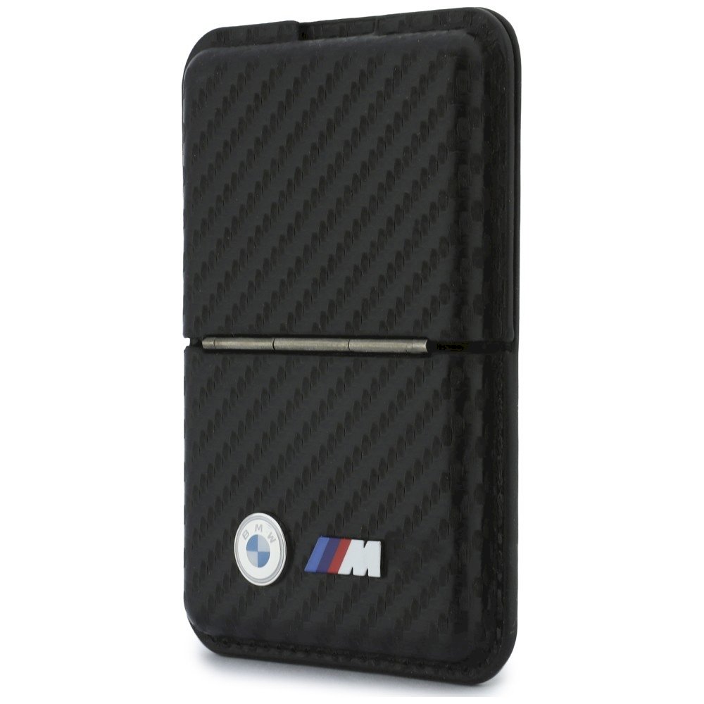 BMW M Carbon Wallet Case Metal Logos MagSafe Telefona maciņš ar rāvējslēdzēju / melns (BMOWMCS26PCILK)
