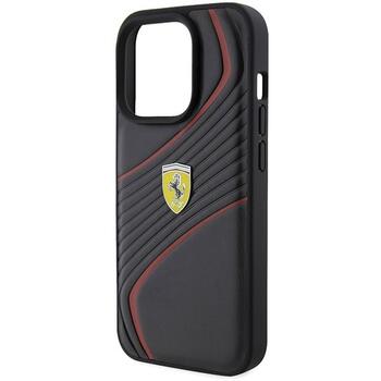Ferrari Twist Metal Logo Back Case Aizsargapvalks Priekš Apple iPhone 15 Pro (FEHCP15LPTWK)