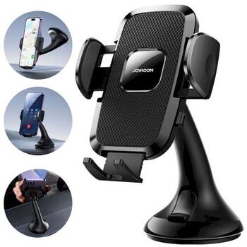 Joyroom JR-ZS259 Car Mount Clamp Holder (Dashboard and Windshield Version) Автомобильный держатель с выдвижным кронштейном, 360 rotation, 4.7-6.9 inch / чёрный (JR-ZS259-DASHWNDSHLD)