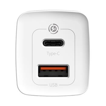 Baseus GaN2 Lite PD Зарядное Устройство 65W / 1x USB-C / 1x USB (BRA012286)