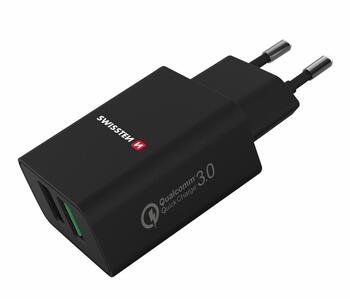 Swissten Premium Зарядное устройство 2x USB / QC3.0 23W (SW-T-23W-QC30-BK)