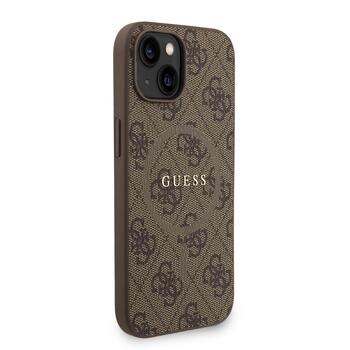 Guess PU Leather 4G Colored Ring Strap MagSafe Case Aizsargapvalks priekš iPhone 15 / brūns (GUHMP15SP4GREGSW)