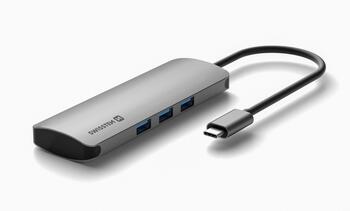 Swissten USB-C Sadalītājs 6in1 ar 3X USB 3.0 / 1X USB-C Power Delivery / 1X microSD / 1X SD / Alumīnija korpuss (SW-USBC-6IN1)