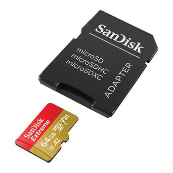 SanDisk Extreme Карта Памяти microSD + Адаптер 64 GB (SDSQXAH-064G-GN6MA)