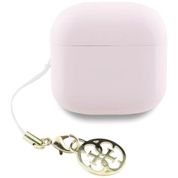 Guess Glossy Effect Printed Classic Logo & Charm Roze Наушники (GUTWSXMCCLP)