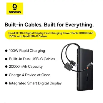 Baseus EnerFill FC41 Портативный аккумулятор 20000 mAh 100W USB-C / чёрный (6942521201822)