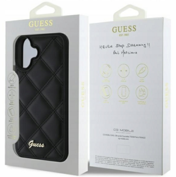 Guess Quiled Metal Logo Защитный Чехол для Apple iPhone 16 (GUHCP16SPSQSQSK)
