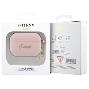 Guess GUAP2LSCHSP AirPods Pro 2 (2022/2023) cover Защитный чехол для AirPods Pro 2 (2022/2023) Silicone Charm Heart Collection / розовый (GUAP2LSCHSP)