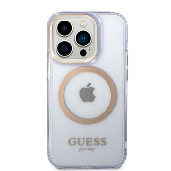 Guess GUHMP14XHTCMU Hardcase Gold Outline Translucent MagSafe Aizsargapvalks priekš iPhone 14 Pro Max 6,7