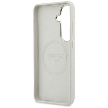 Case Guess Rhinestone Round Logo MagSafe Aizsargapvalks priekš Samsung Galaxy S26 / bēšs (GUHMS26SPGCRMDEE)