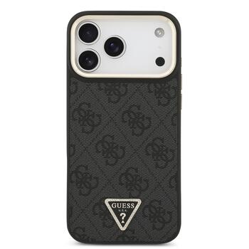 Guess PU Leather 4G Strass Triangle Logo Gold Frame MagSafe Case Защитный чехол для iPhone 17 Pro Max (GUHMP17XP4GTDGMK)