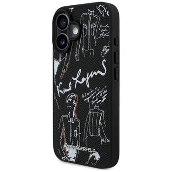 Karl Lagerfeld Grained Pattern & Logo MagSafe Case Защитный чехол для iPhone 16 / чёрный (KLHMP16SPGGRMPK)
