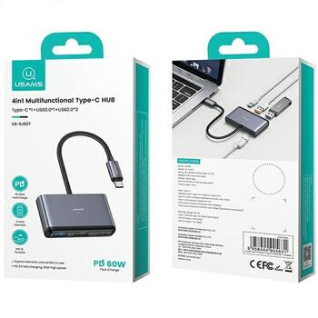 Usams 4in1 Adapteris 2xUSB 2.0 / USB 3.0 / USB-C Hubs (SJ627HUB01)