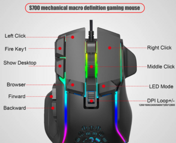 RoGer S700 Проводная игровая мышь DPI 12800 / RGB (S700-BK)