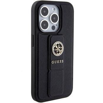 Guess GUHCP15XPGSSADK Grip Stand 4G Saffiano Strass Защитный чехол для iPhone 15 Pro Max 6.7