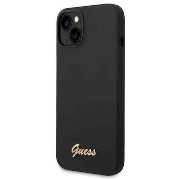 Guess GUHCP14MSLSMK Silicone Vintage Gold Logo Aizsargapvalks priekš iPhone 14 Plus / 15 Plus 6.7