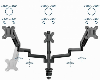 Gembird MA-DA3-01 Mounting Arm Galda Stiprinājums Priekš 3x Monitoriem (MA-DA3-01)