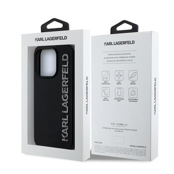 Karl Lagerfeld 3D Rubber Glitter Logo Case Aizsargapvalks priekš iPhone 13 Pro / melns (KLHCP13LRBKGVCK)