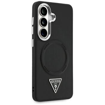 Guess Embossed Ring Triangle Logo MagSafe Защитный чехол для Samsung Galaxy S26 / чёрный (GUHMS26SPSDTSCMK)