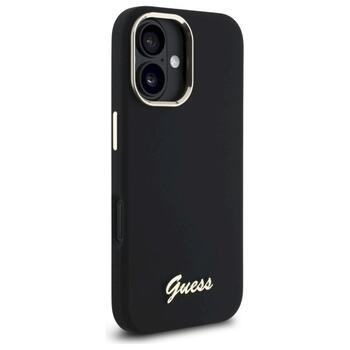 Guess GUHCP16MSMBSLK Silicone Script Metal Logo & Frame Защитный чехол для iPhone 16 Plus 6.7
