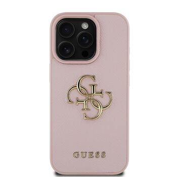 Guess PU Grained 4G Metal Logo Case Защитный чехол для iPhone 15 Pro / розовый (GUHCP15LPGT4MBP)