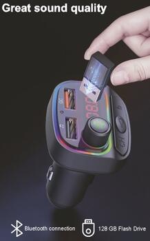 Swissten RGB Bluetooth FM Transmitteris 2x USB / USB-C (20114031)