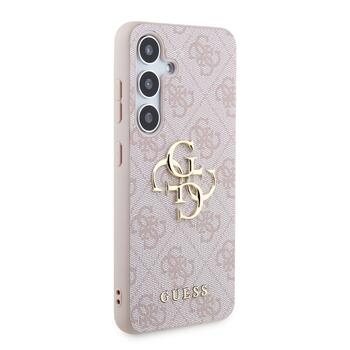 Guess PU 4G Metal Logo Case Aizsargapvalks priekš Samsung Galaxy S24 / rozā (GUHCS24S4GMGPI)
