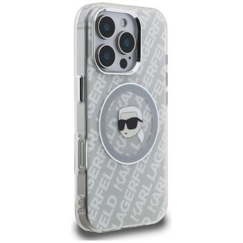Case Karl Lagerfeld IML Karl Head Logo MagSafe Защитный чехол для iPhone 16 Pro / серый (KLHMP16XHMKBKHG)