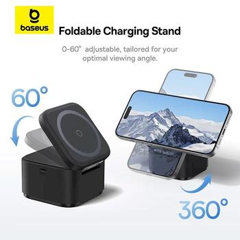 Baseus MagPro 3in1 Magnetic Wireless Charger Магнитное беспроводное зарядное устройство 25W / космический чёрный (P10264100123-01)