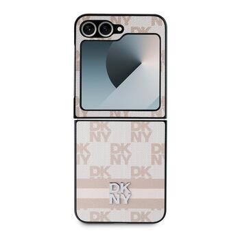 DKNY PU Leather Checkered Pattern and Stripe Case Aizsargapvalks priekš Samsung Galaxy Z Flip 6/7 FE / rozā (DKHCZF6PCPTSSP)