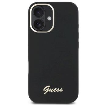 Guess GUHCP16MSMBSLK Silicone Script Metal Logo & Frame Защитный чехол для iPhone 16 Plus 6.7