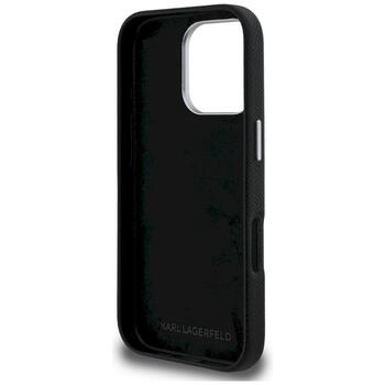Karl Lagerfeld FW Grained Signature Logo Case Защитный чехол для iPhone 16 Pro Max / чёрный (KLHCP16XPGFKSRSK)