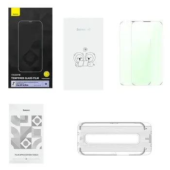 Baseus Crystal Series Tempered Glass Screen Protector Aizsargstikls ar acu aizsardzības filtru priekš iPhone 14 Pro / caurspīdīgs (P60012056201-01)