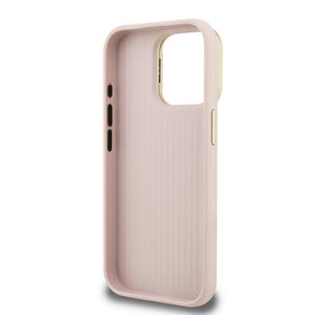 Guess PU Grained 4G Logo Stand Camera Frame Case Aizsargapvalks priekš iPhone 15 Pro / rozā (GUHCP15LPCS4GSP)