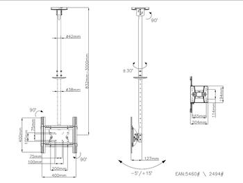 Multibrackets MB-2494 TV griestu kronšteins televizoriem līdz 55