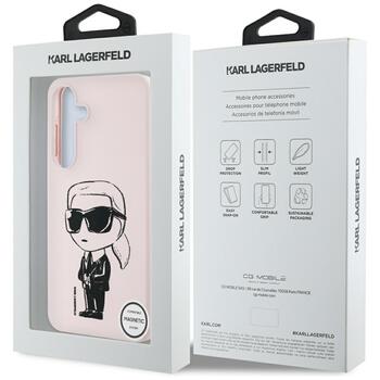 Case Karl Lagerfeld Silicone Graffiti Ikonik Printed Logo MagSafe Aizsargapvalks priekš Samsung Galaxy S25 / rozā (KLHMS25SPNYKGRTP)