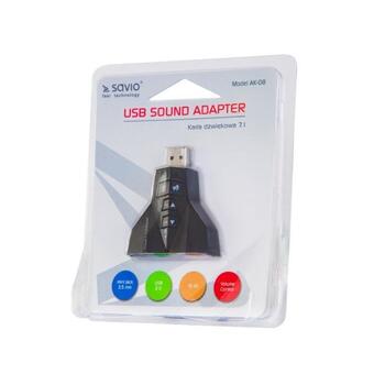 Savio AK-08 Аудио Карта USB / 7.1 / Регулируемая Громкость / Микрофон (AK-08)