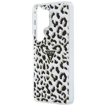 Guess IML Leopard Print Triangle MagSafe Aizsargapvalks priekš Samsung Galaxy S26 Ultra / melns (GUHMS26LHLEGTGLK)