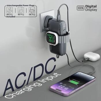 Promate PowerPack-10i Переносная зарядная батарея 22W / 10000mAh / USB-C / QC3.0 / iWatch 2,5W / 220V EU/US/UK (POWERPACK10I)