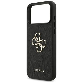 Guess Grained Big 4G & Classic Logo case Aizsargapvalks priekš iPhone 17 Pro Max / melns (GUHCP17XPGT4MBK)