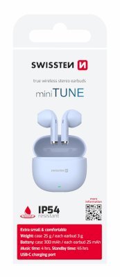 Swissten TWS Mini TUNE Bluetooth Стерео Гарнитура с Микрофоном Синяя (51107098)