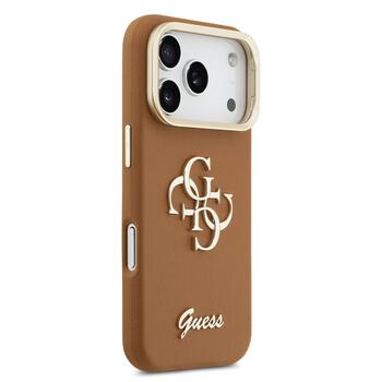Guess PU Grained 4G Logo Stand Camera Frame Case Защитный чехол для iPhone 17 Pro / коричневый (GUHCP17LPCS4GSW)